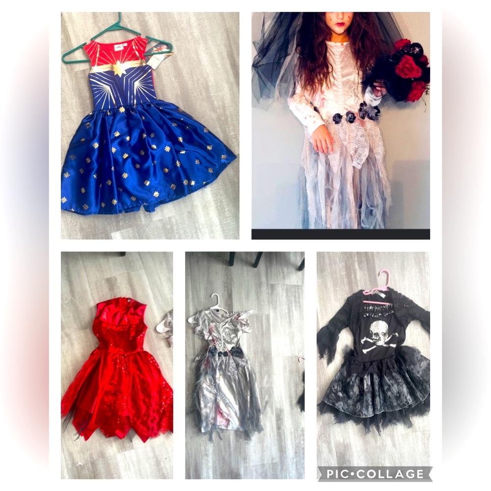 4  DIFFERENT devil - scary bride , skeleton and wonder woman (new with tags)